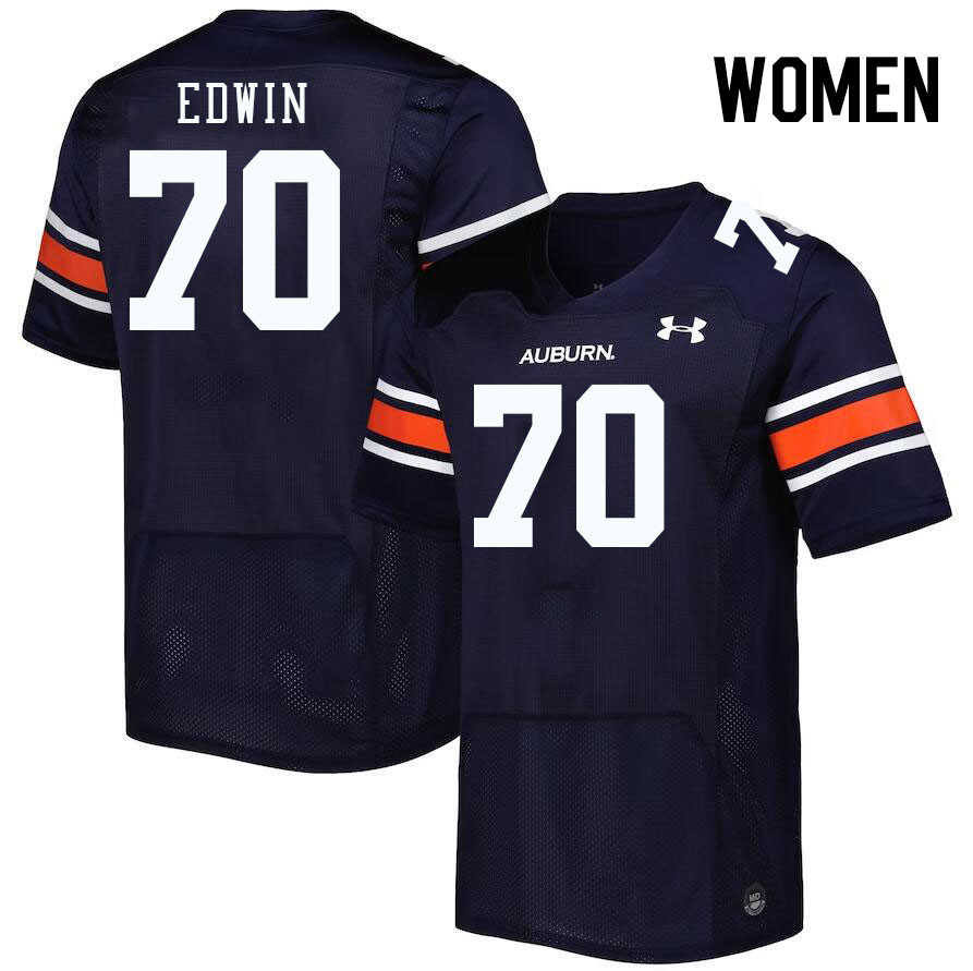 Women #70 Favour Edwin Auburn Tigers College Football Jerseys Stitched-Navy